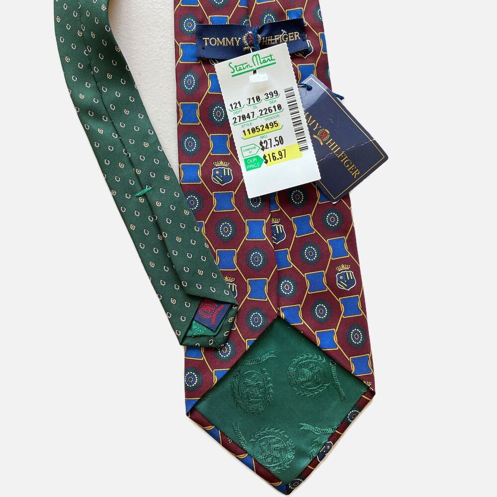 Vintage Tommy Hilfiger NWT Medallion Print Mens Silk Tie Original Stein Mart Tag